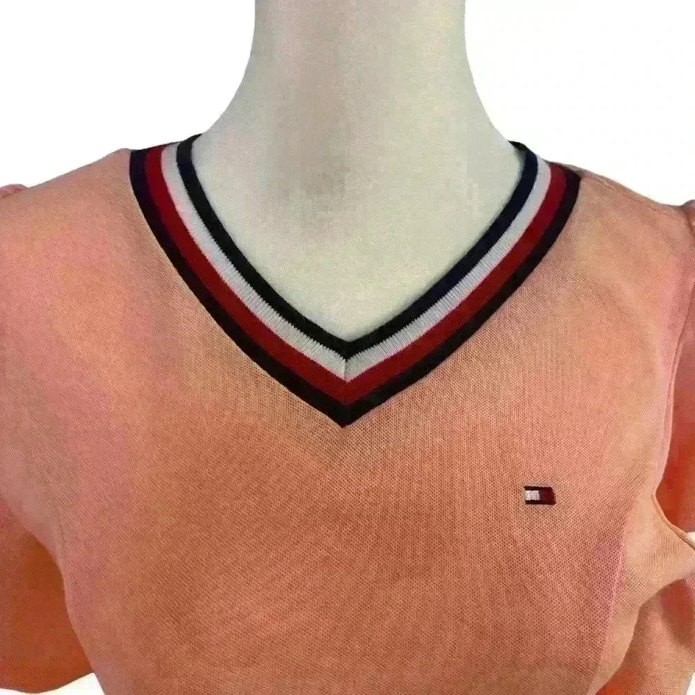 Tommy Hilfiger Girl’s Pique Dress. Ruffle Sleeves. Peach colored. Size 16